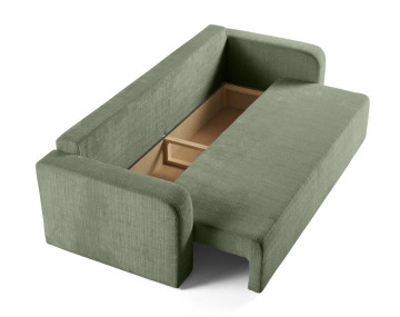 Canapé droit 3 places convertible avec coffre en velours texturé Miro