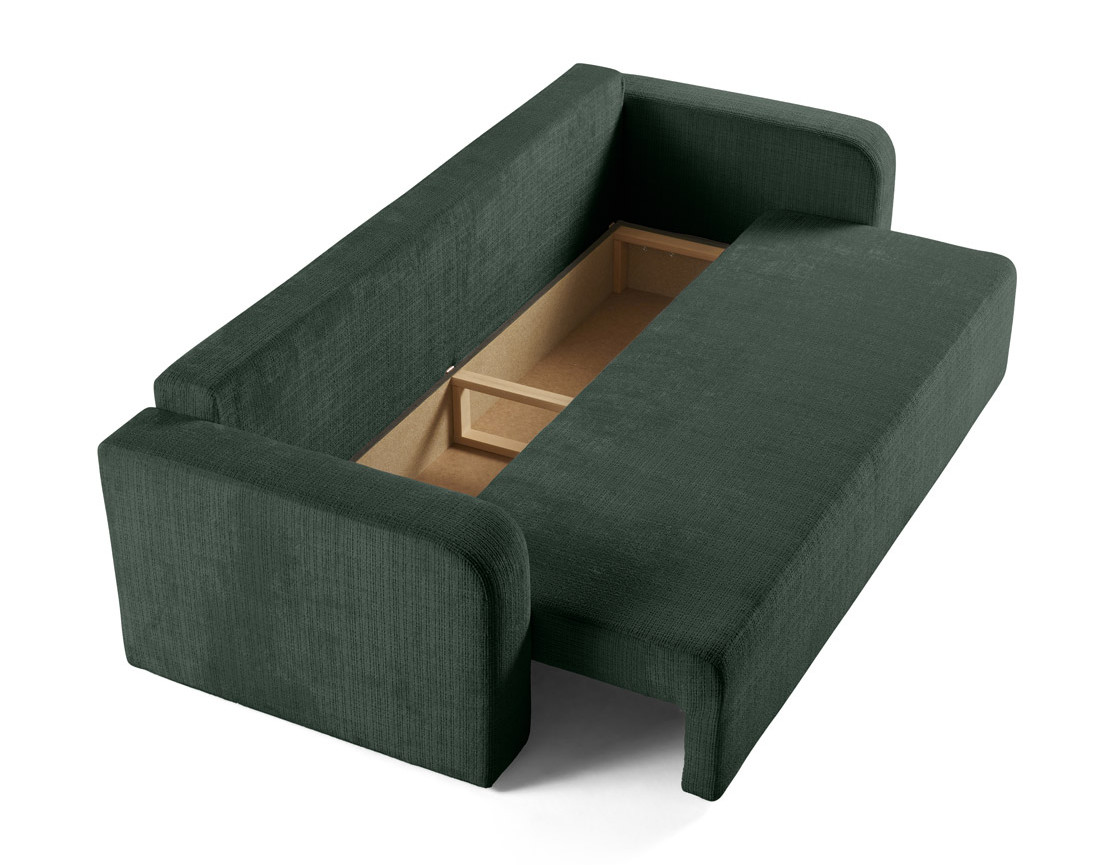 Canapé droit 3 places convertible avec coffre en velours texturé Miro