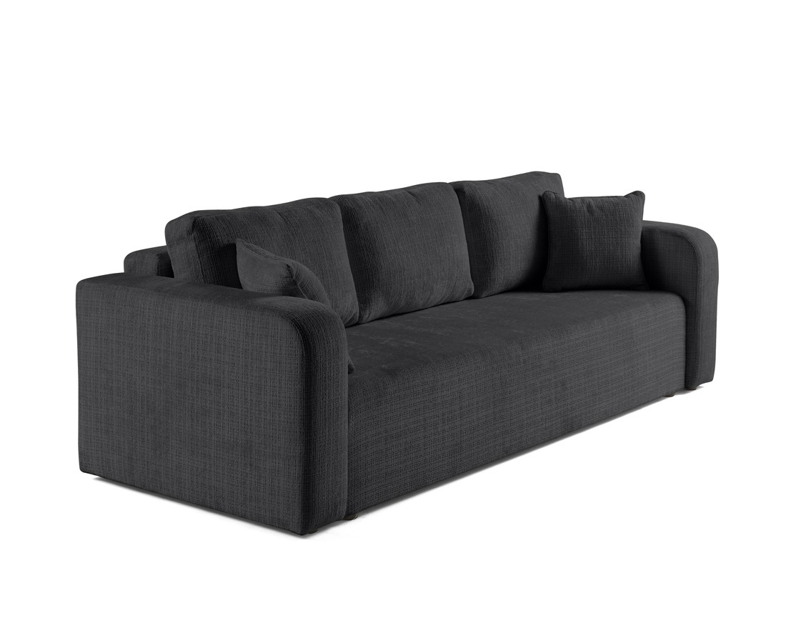 Canapé droit 3 places convertible avec coffre en velours texturé Miro