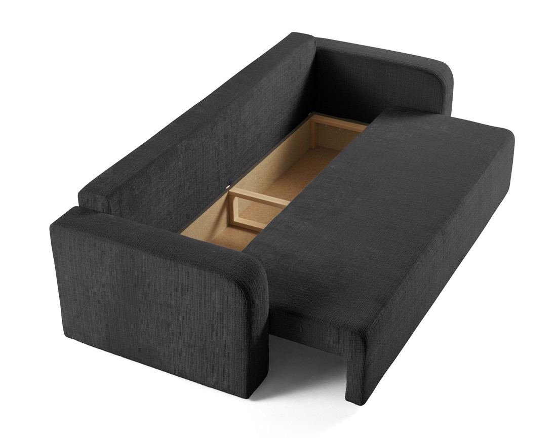 Canapé droit 3 places convertible avec coffre en velours texturé Miro