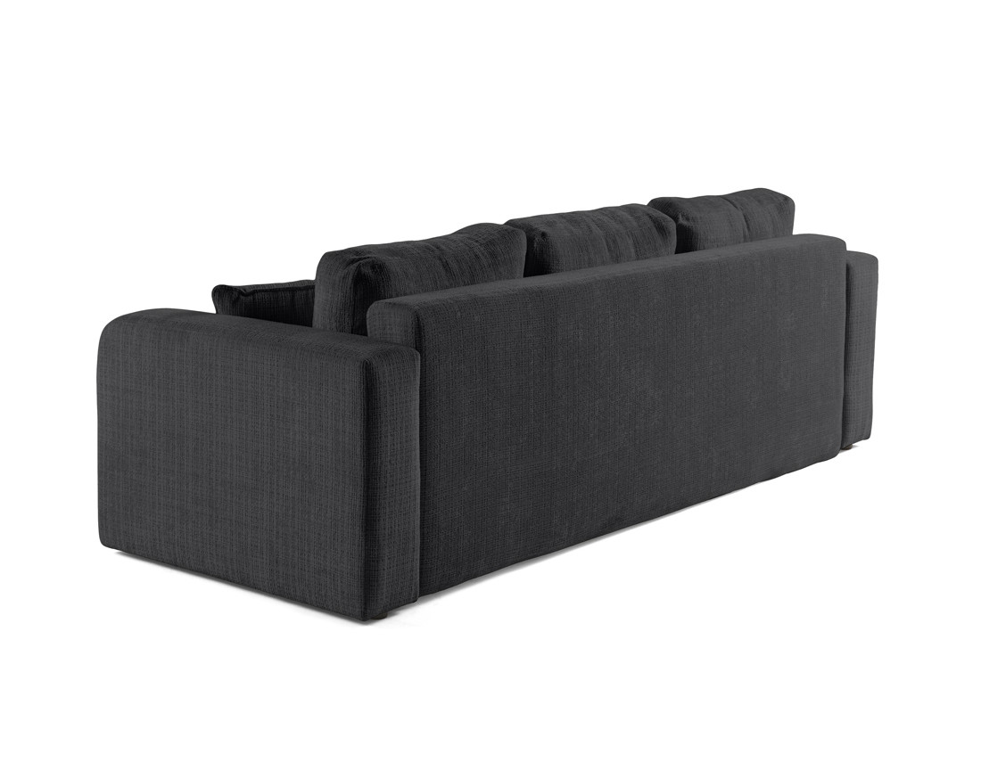 Canapé droit 3 places convertible avec coffre en velours texturé Miro