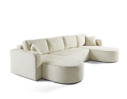 Canapé panoramique convertible avec coffre en velours texturé Miro