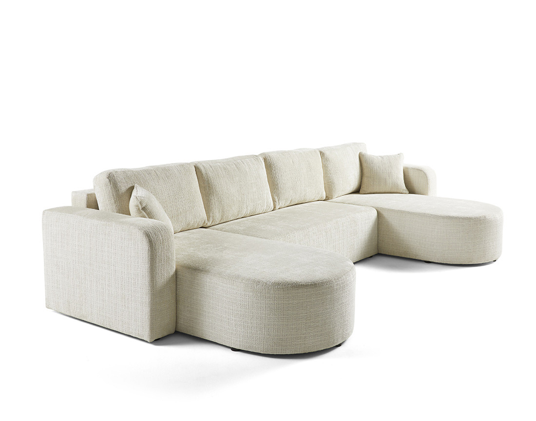 Canapé panoramique convertible avec coffre en velours texturé Miro