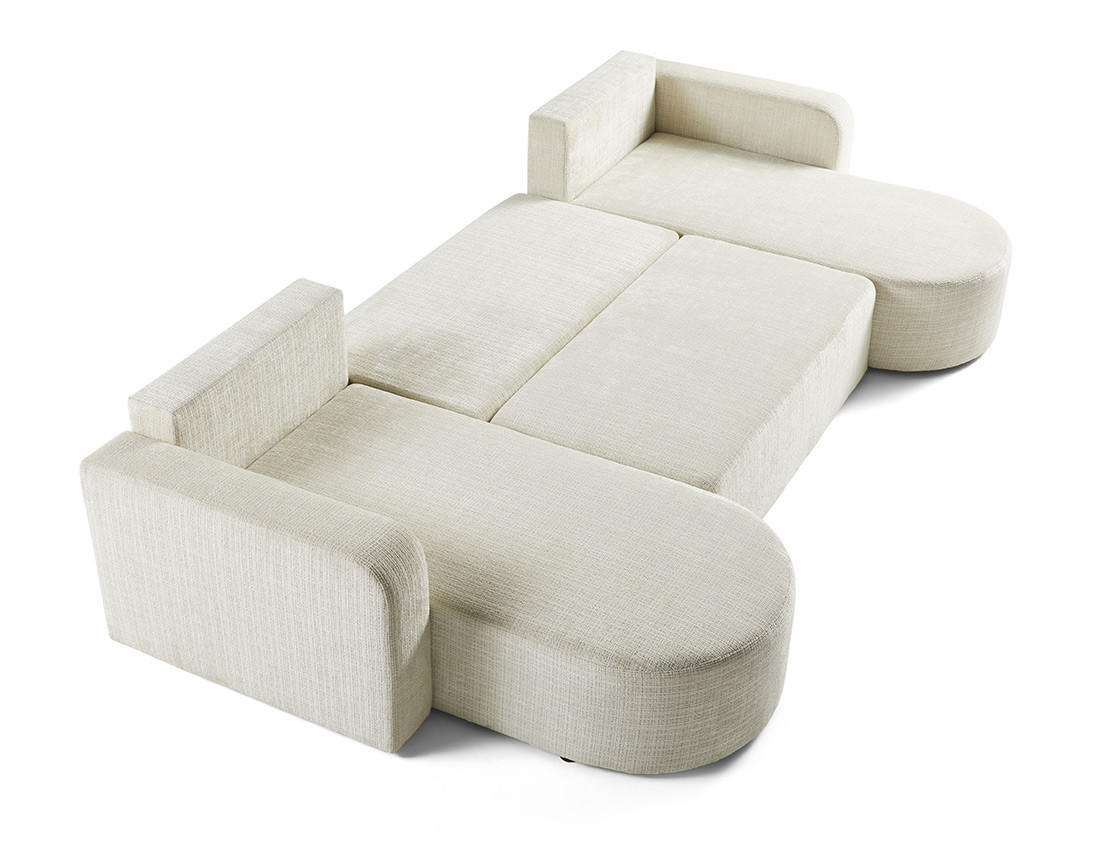 Canapé panoramique convertible avec coffre en velours texturé Miro
