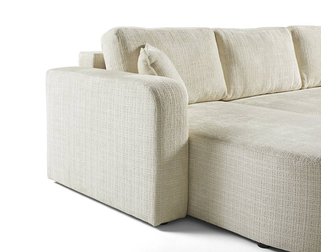 Canapé panoramique convertible avec coffre en velours texturé Miro