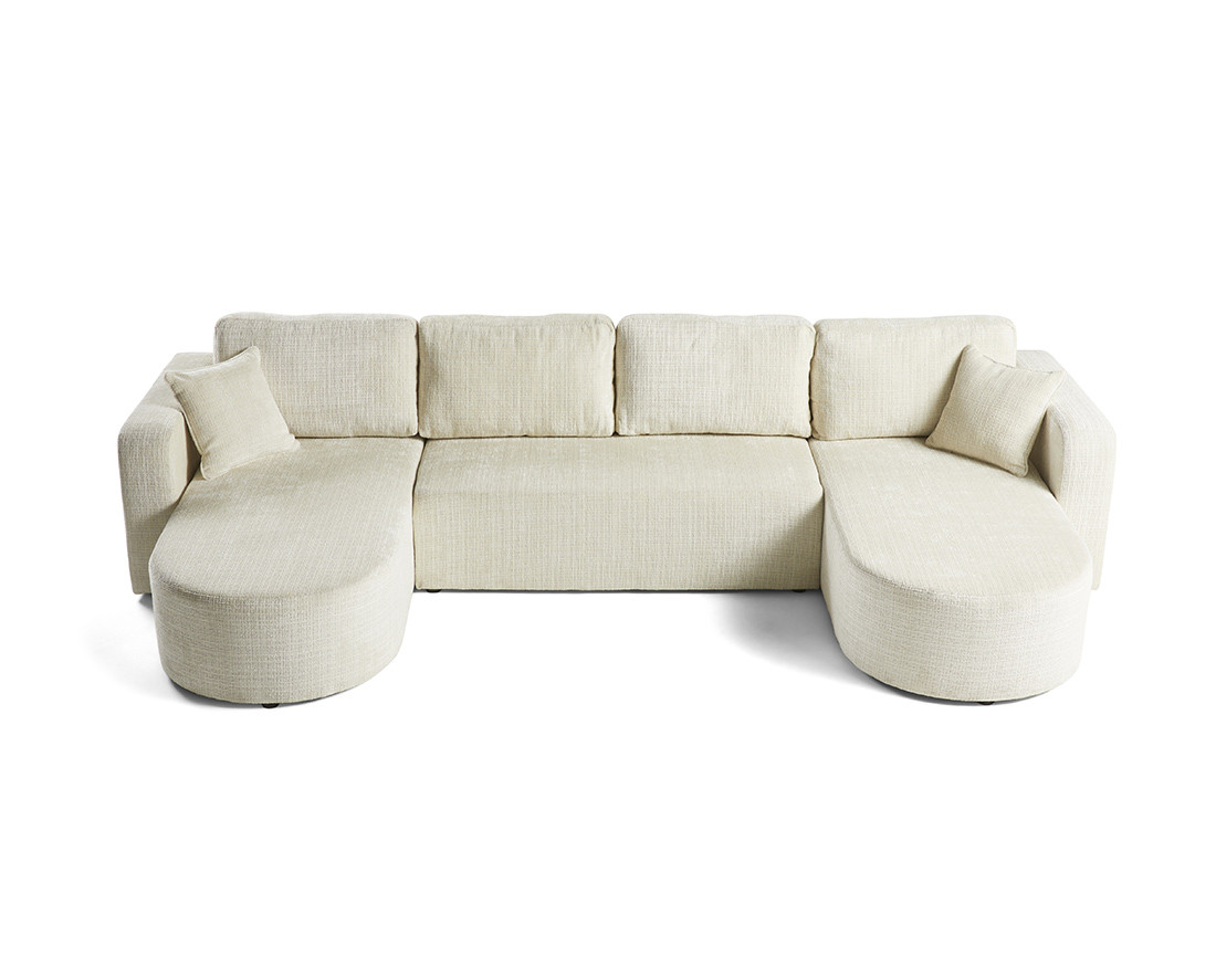 Canapé panoramique convertible avec coffre en velours texturé Miro