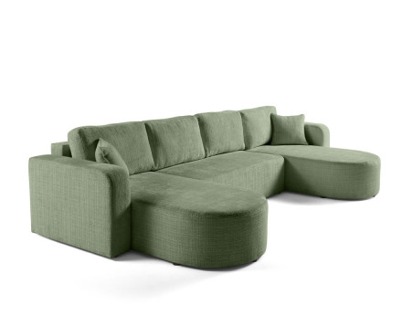 Canapé panoramique convertible avec coffre en velours texturé Miro