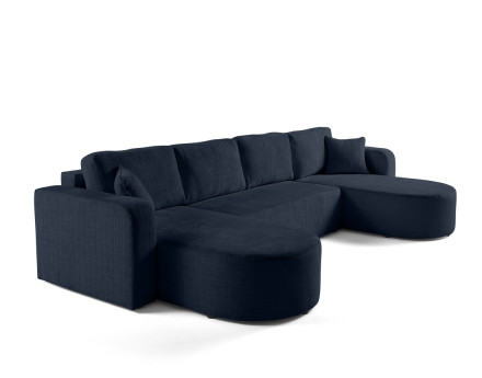 Canapé panoramique convertible avec coffre en velours texturé Miro