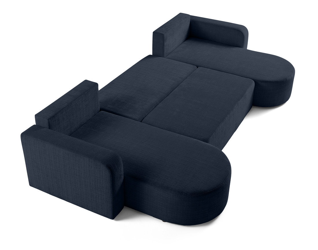 Canapé panoramique convertible avec coffre en velours texturé Miro