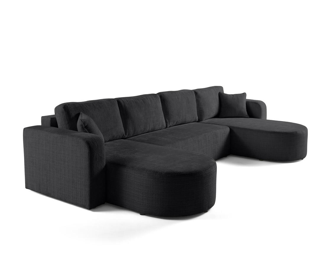 Canapé panoramique convertible avec coffre en velours texturé Miro