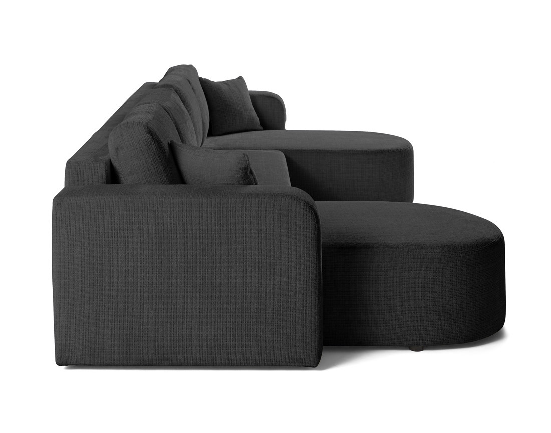 Canapé panoramique convertible avec coffre en velours texturé Miro
