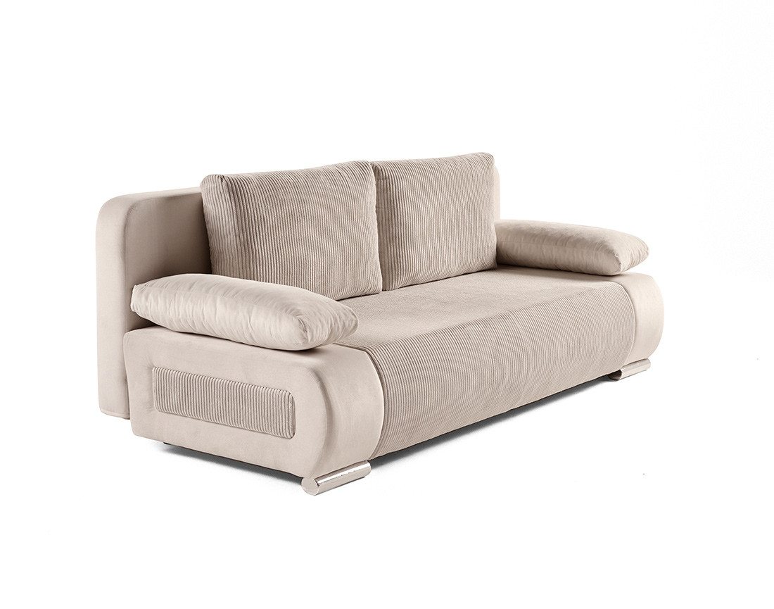 Canapé 3 places convertible avec coffre en velours et velours côtelé Elio Canapé 3 places convertible avec coffre en velours et velours côtelé Elio