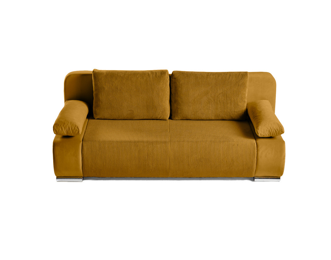 Canapé 3 places convertible avec coffre en velours et velours côtelé Elio