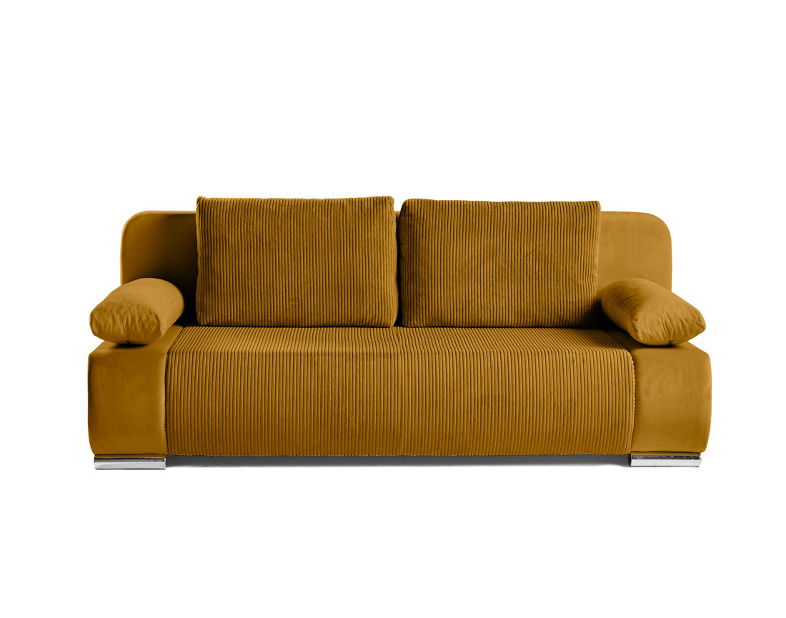 Canapé 3 places convertible avec coffre en velours et velours côtelé Elio