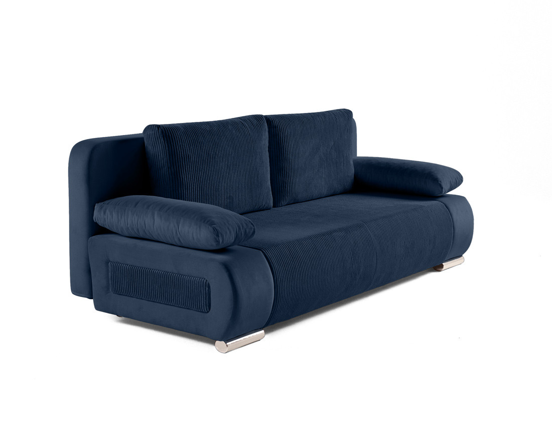 Canapé 3 places convertible avec coffre en velours et velours côtelé Elio