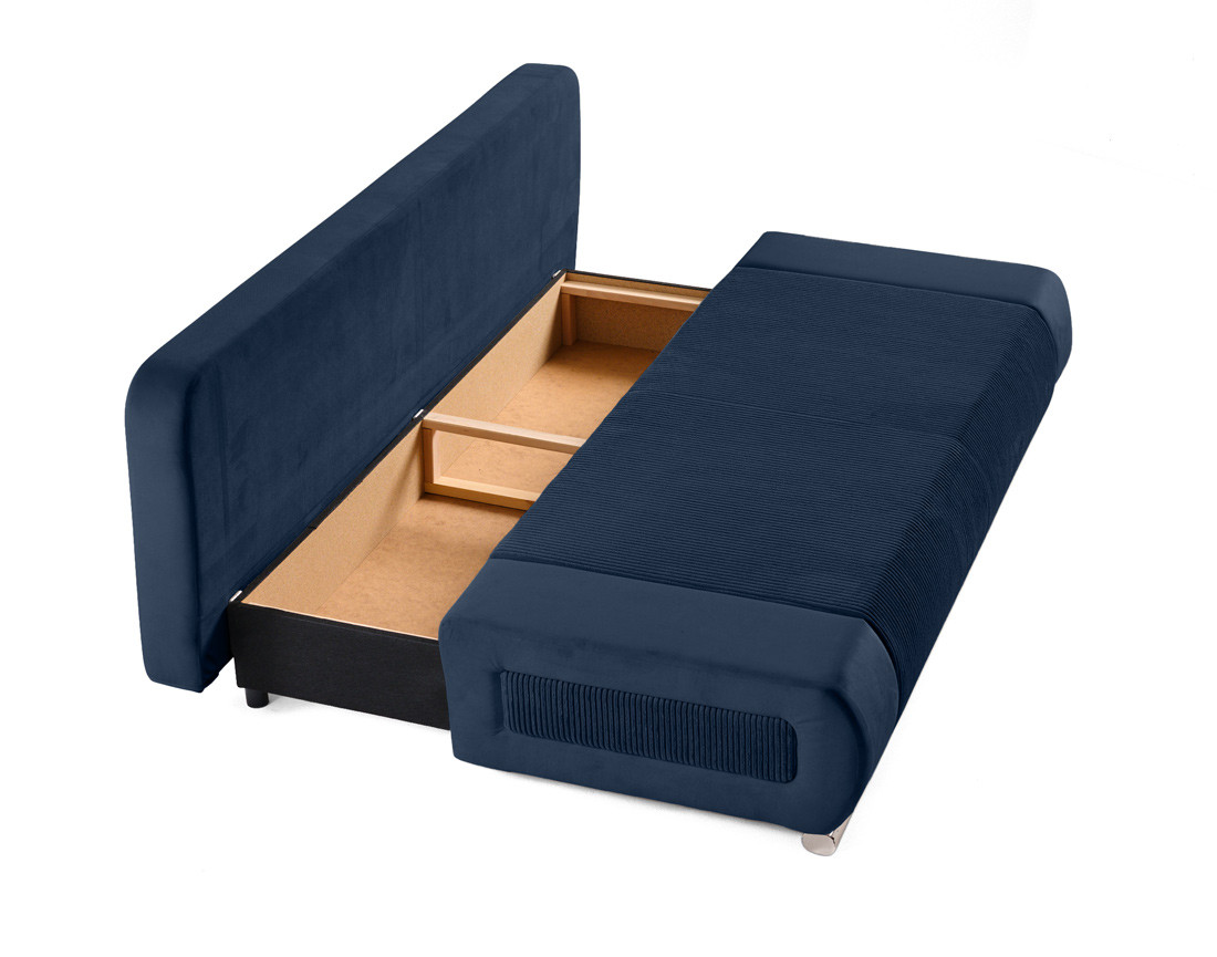 Canapé 3 places convertible avec coffre en velours et velours côtelé Elio