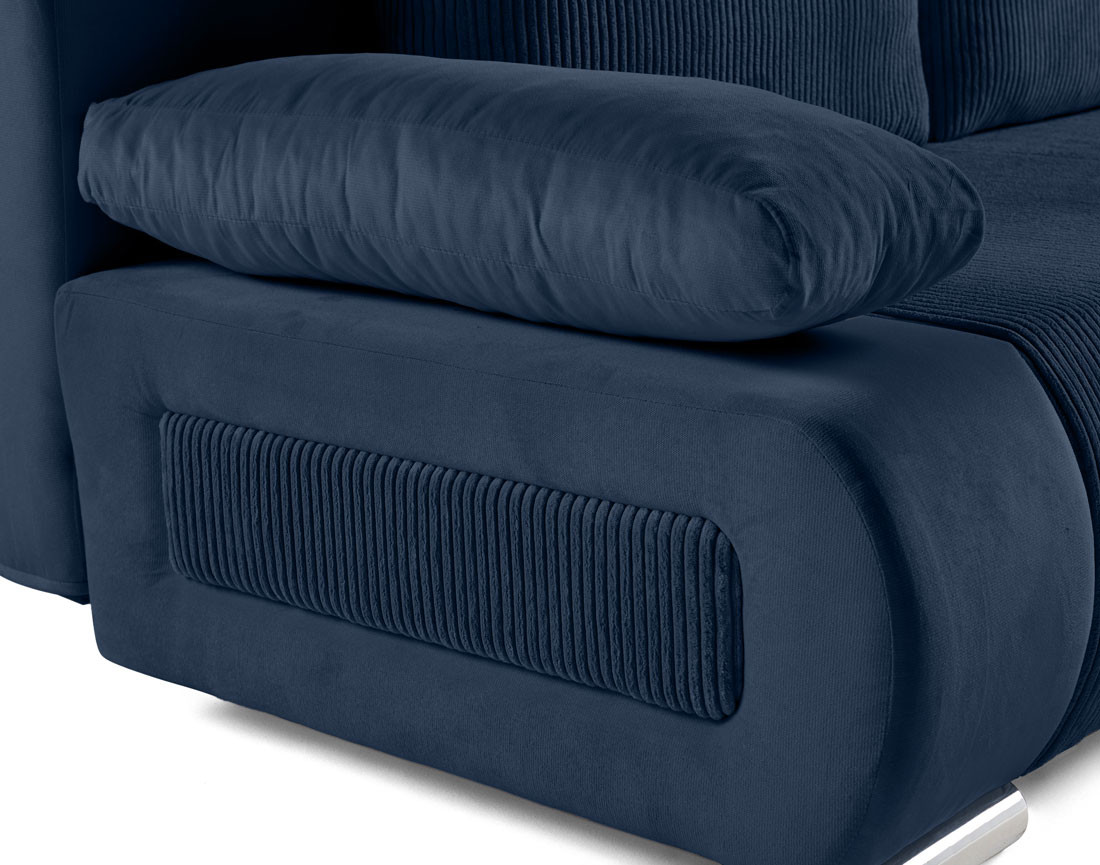 Canapé 3 places convertible avec coffre en velours et velours côtelé Elio