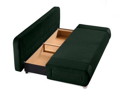 Canapé 3 places convertible avec coffre en velours et velours côtelé Elio