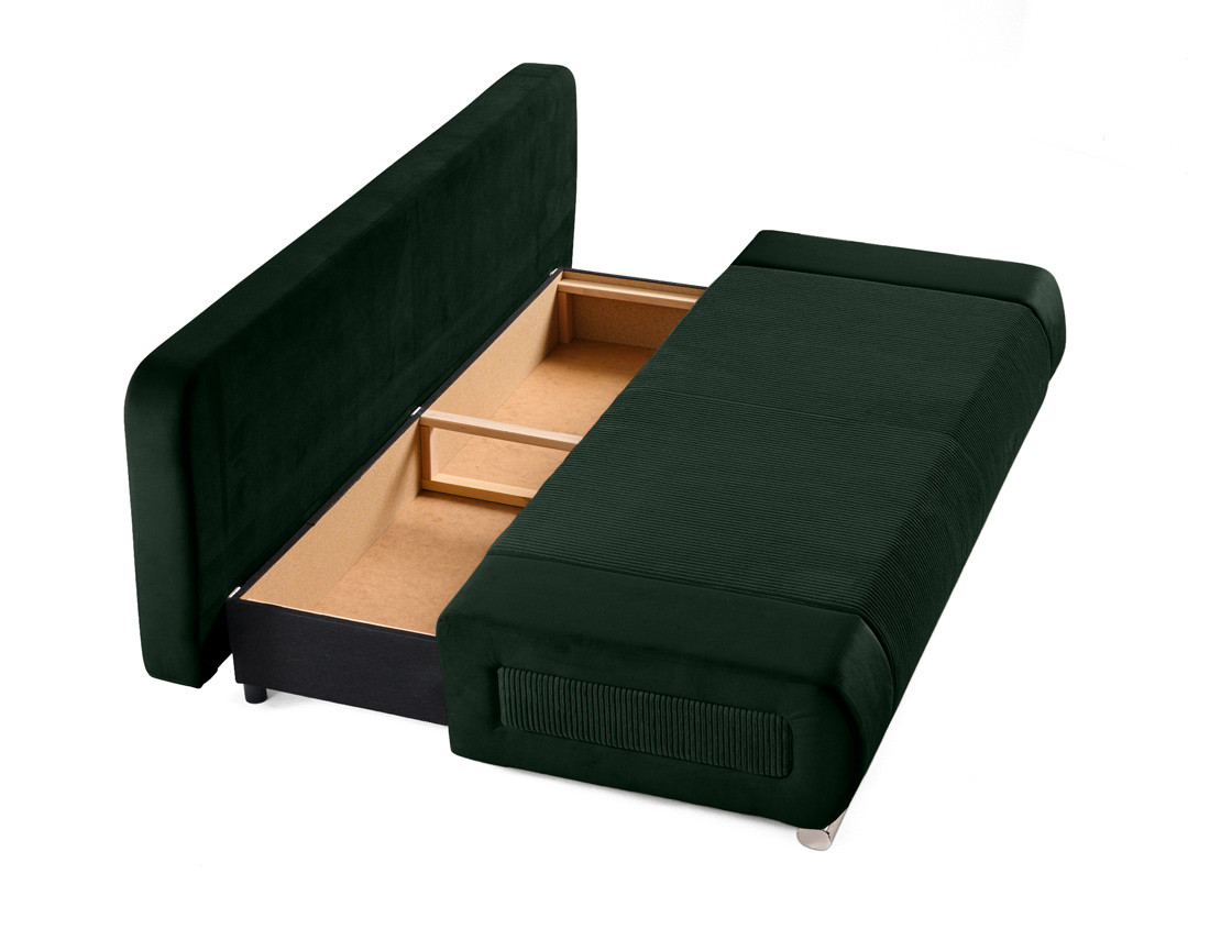 Canapé 3 places convertible avec coffre en velours et velours côtelé Elio