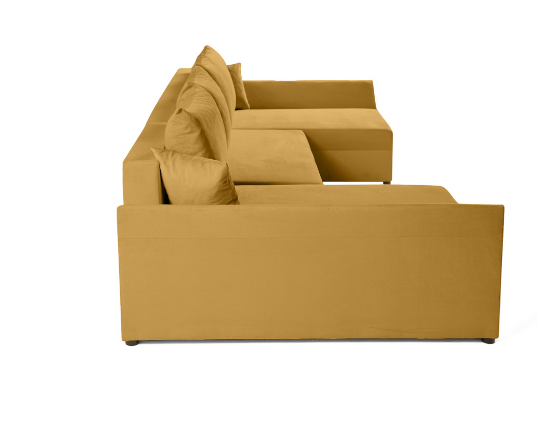 Canapé panoramique en U 7 places convertible avec coffre en velours Mike