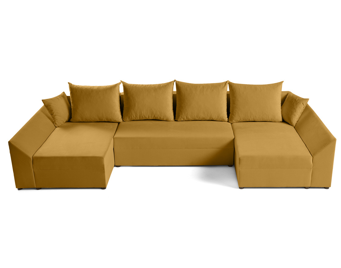 Canapé panoramique en U 7 places convertible avec coffre en velours Mike