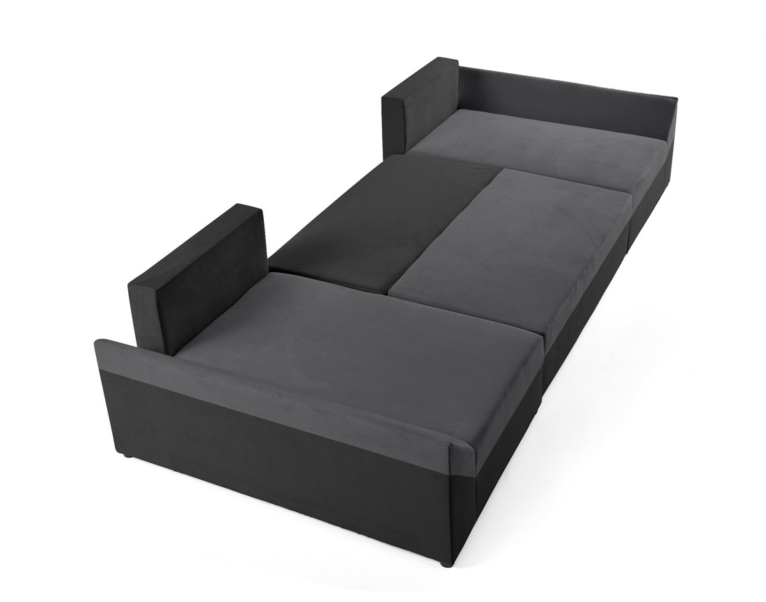 Canapé panoramique en U 7 places convertible avec coffre en velours Mike