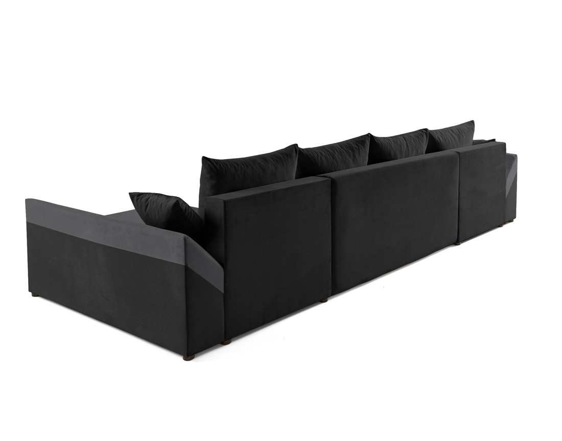 Canapé panoramique en U 7 places convertible avec coffre en velours Mike