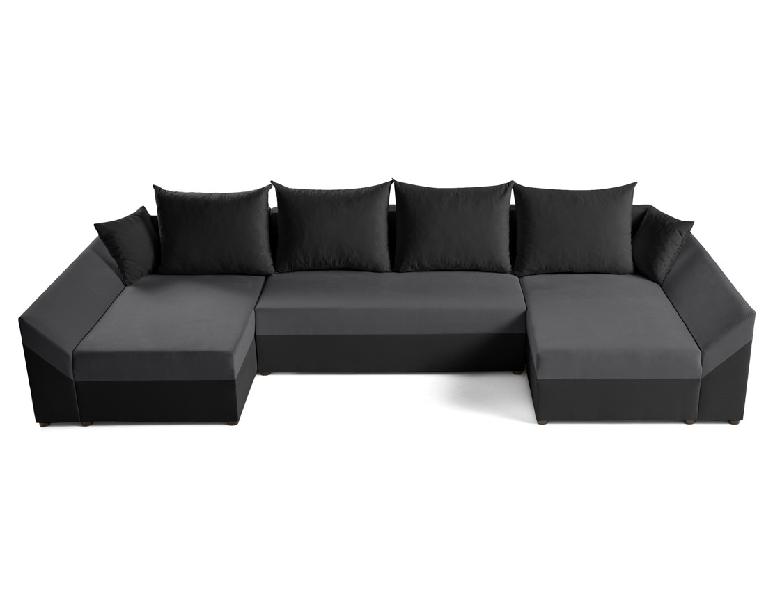 Canapé panoramique en U 7 places convertible avec coffre en velours Mike