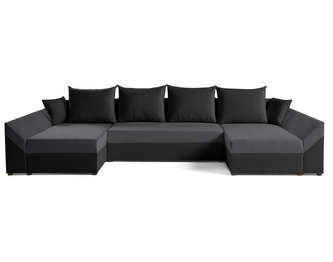 Canapé panoramique en U 7 places convertible avec coffre en velours Mike