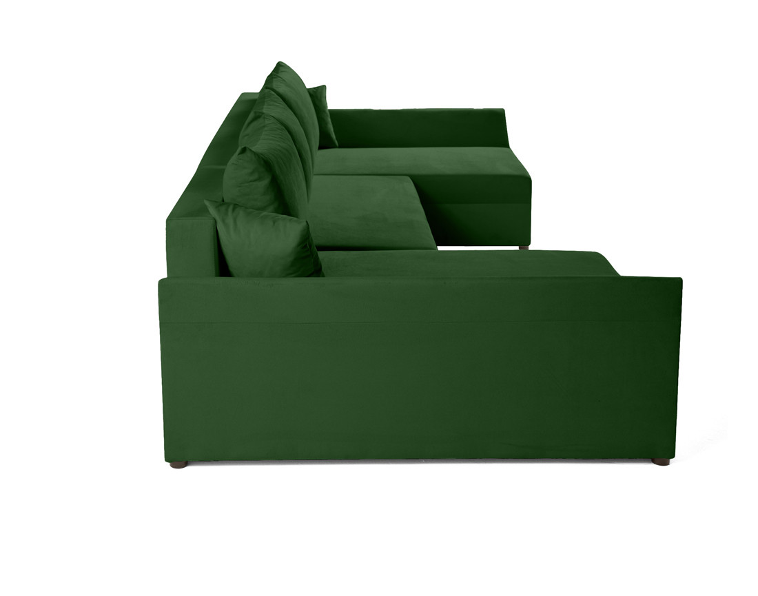 Canapé panoramique en U 7 places convertible avec coffre en velours Mike