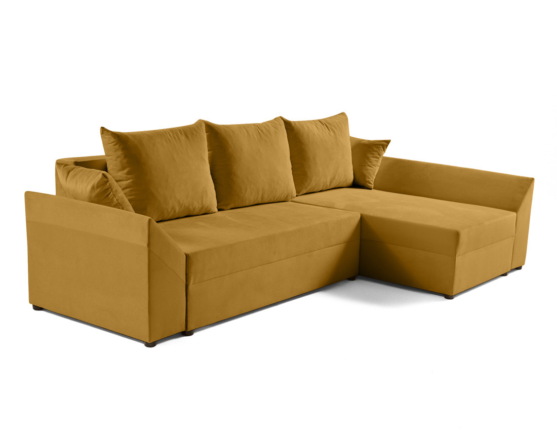 Canapé d'angle réversible 4 places convertible avec coffre en velours Mike