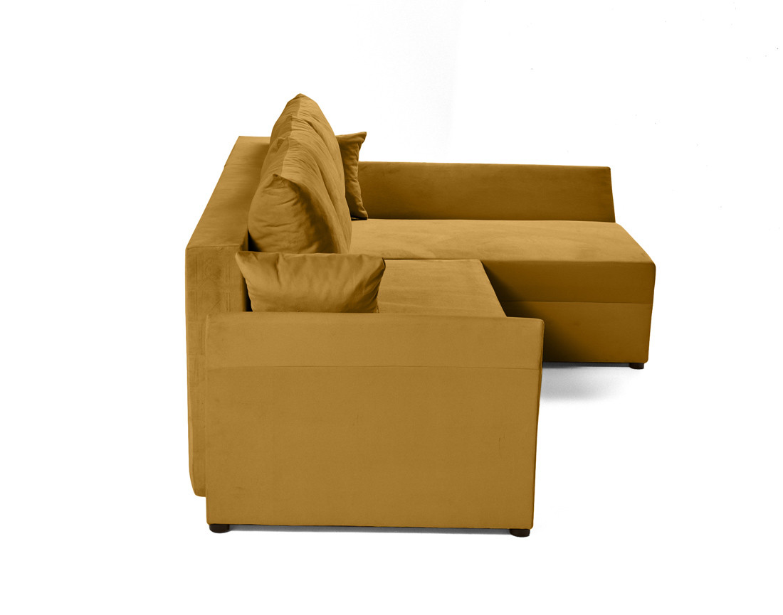 Canapé d'angle réversible 4 places convertible avec coffre en velours Mike