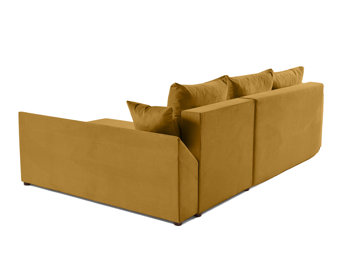 Canapé d'angle réversible 4 places convertible avec coffre en velours Mike