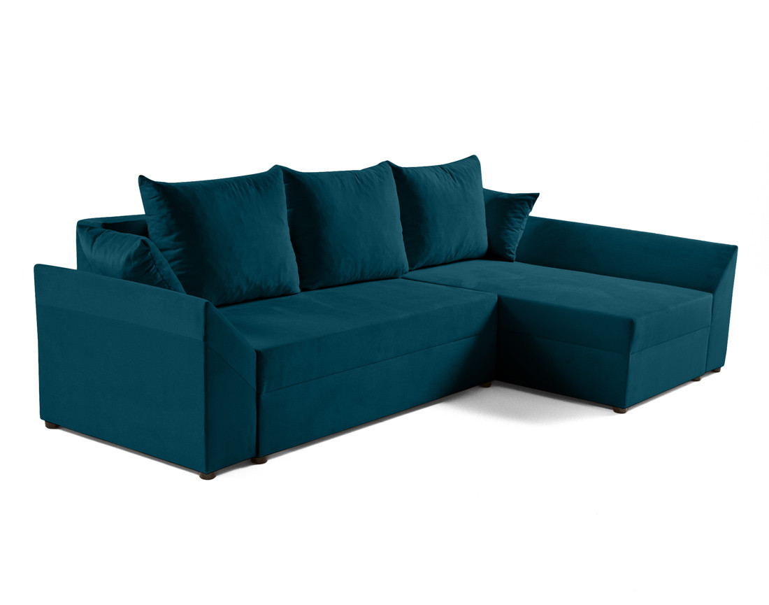 Canapé d'angle réversible 4 places convertible avec coffre en velours Mike