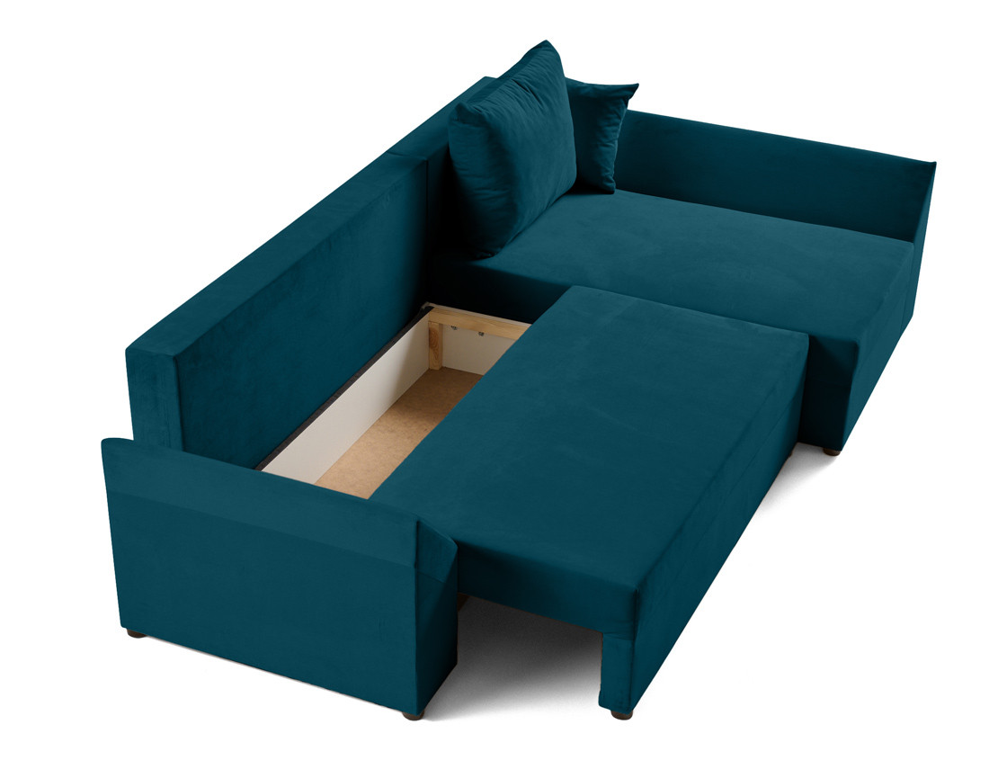 Canapé d'angle réversible 4 places convertible avec coffre en velours Mike