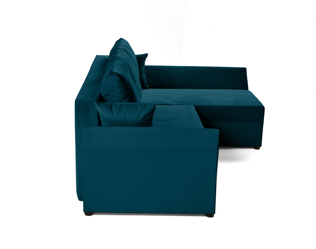 Canapé d'angle réversible 4 places convertible avec coffre en velours Mike