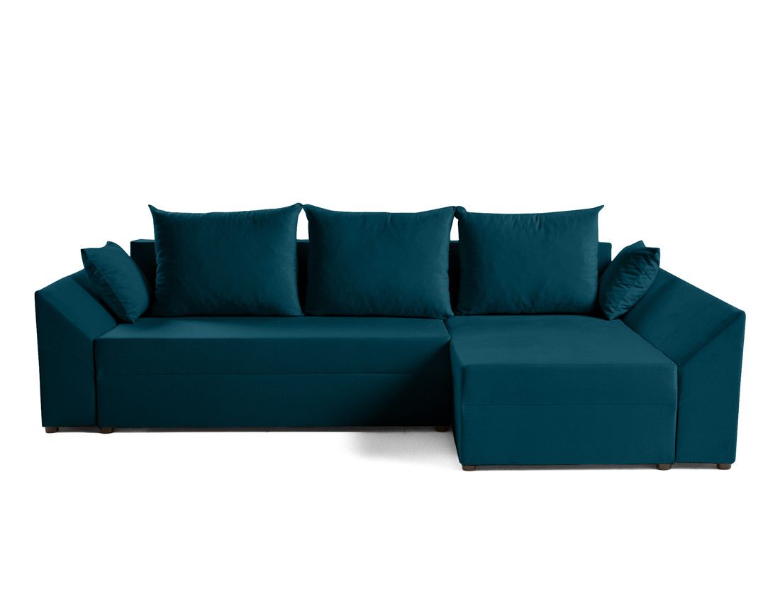 Canapé d'angle réversible 4 places convertible avec coffre en velours Mike