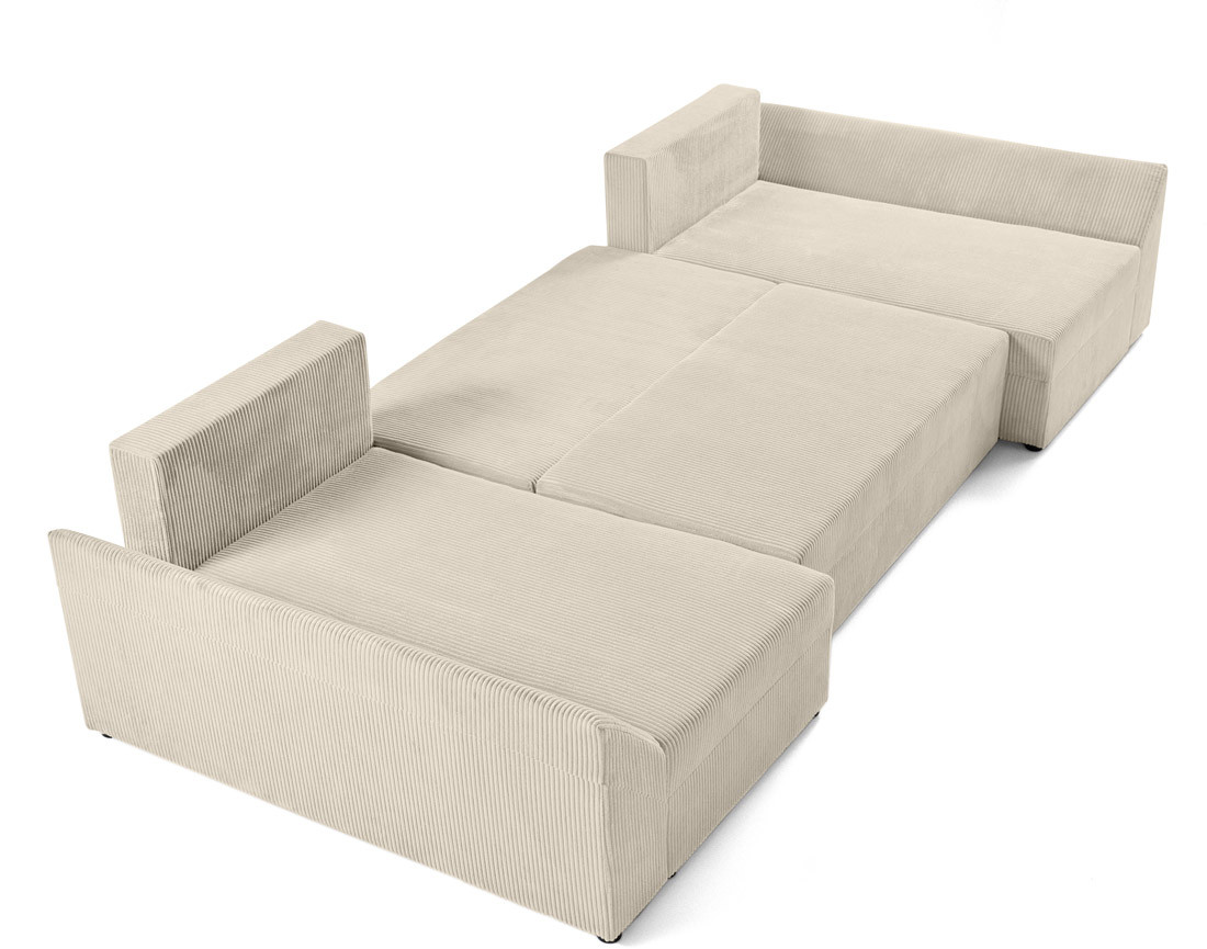 Canapé panoramique en U 7 places convertible avec coffre en velours côtelé Mike