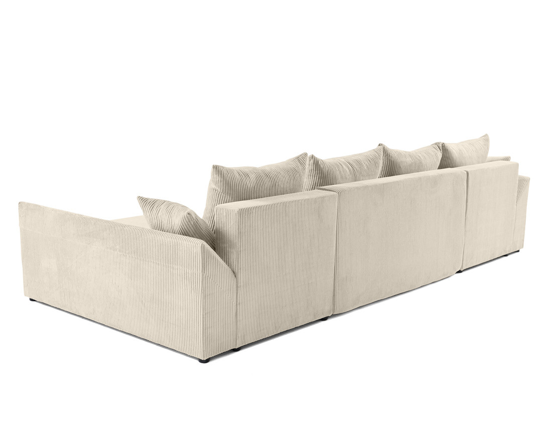 Canapé panoramique en U 7 places convertible avec coffre en velours côtelé Mike