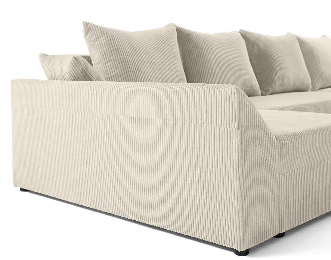 Canapé panoramique en U 7 places convertible avec coffre en velours côtelé Mike