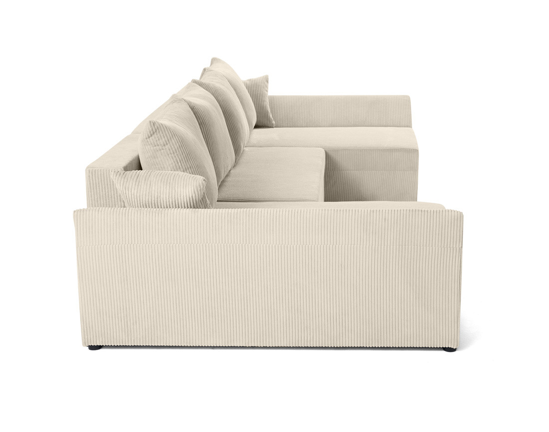 Canapé panoramique en U 7 places convertible avec coffre en velours côtelé Mike