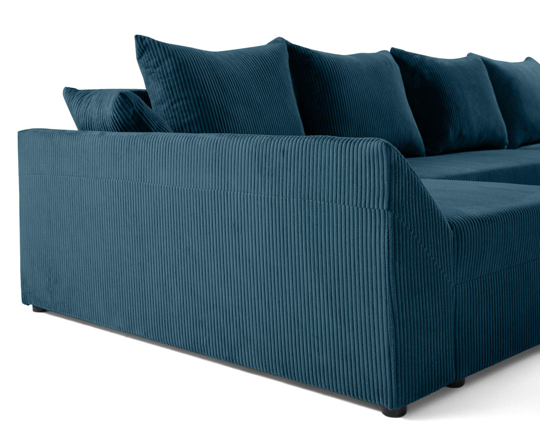 Canapé panoramique en U 7 places convertible avec coffre en velours côtelé Mike