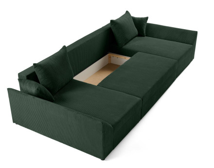 Canapé panoramique en U 7 places convertible avec coffre en velours côtelé Mike