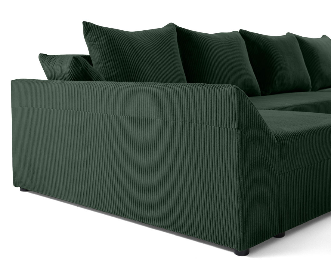 Canapé panoramique en U 7 places convertible avec coffre en velours côtelé Mike