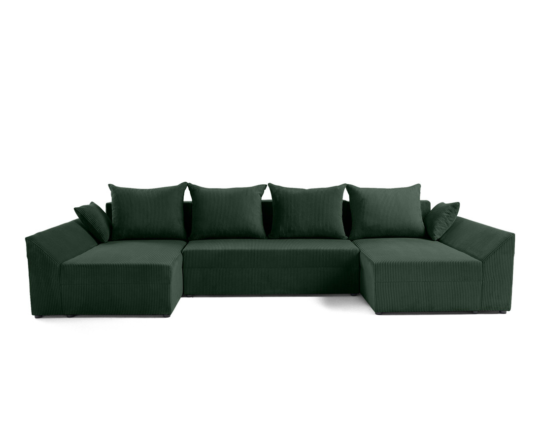 Canapé panoramique en U 7 places convertible avec coffre en velours côtelé Mike