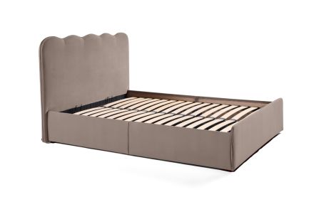 Kahlo - lit coffre - 140x190 - en velours - sommier inclus Bestmobilier