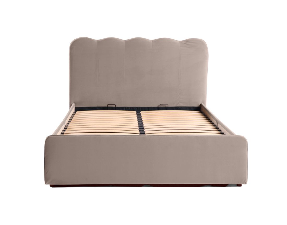 Kahlo - lit coffre - 140x190 - en velours - sommier inclus Bestmobilier