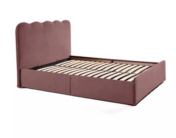 Kahlo - lit coffre - 140x190 - en velours - sommier inclus Bestmobilier