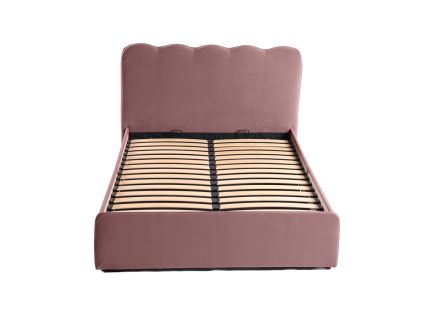 Kahlo - lit coffre - 140x190 - en velours - sommier inclus Bestmobilier