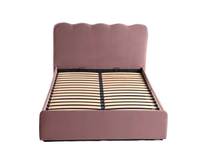 Kahlo - lit coffre - 140x190 - en velours - sommier inclus Bestmobilier